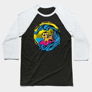 Cat Surfer Baseball T-Shirt